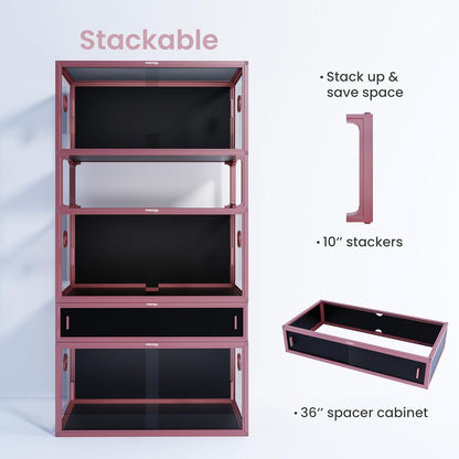 50 Gallon Bearded Dragon Tank, Reptile Enclosure for Easy Maintenance, Front Opening Reptile Tank with Top Screen Ventilation & Glass Sliding Door 36''x18''x18''