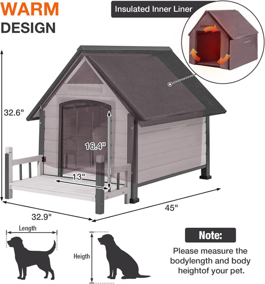 Metal Frame Dog House with Insulated Liner for Indoor & Outdoor Use - Large Dog Kennel with Weatherproof Roof & Foot Pads for Small, Medium & Large Dogs(White)