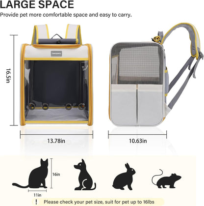 Cat Backpack Carrier, Collapsible and Breathability Cat Carrier Large for Cat Under 16 lbs, Dog and Small Pet Carrier Bag Used in Travel, Car