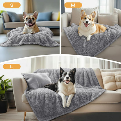 1 Pack 3 Calming Blankets Fluffy Premium Fleece Pet Blanket Soft Sherpa Throw for Dog Puppy Cat Grey Medium (30“x20'')