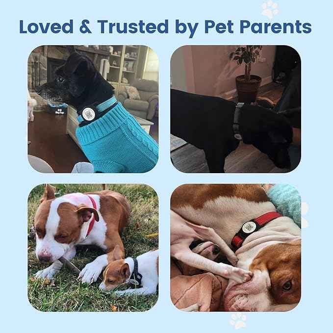 for air tag Dog Collar Holder with QR ID, Durable & Waterproof Silicone for air tag Case Accessories, Scan Alert, Instant Location, Pet Online Profile, Contacts Info (1 Pack, Navy Blue)