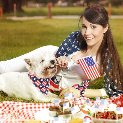 E-Clover 4th of July Dog Bandanas & Matching Scrunchie Set American Flag Dog Scarf Washable Patriotic Pet Bandana Kerchief Bibs for Medium Large Dogs Owner Gifts