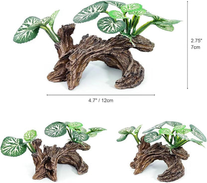 Fish Tank Decorations Aquarium Ornaments 3pcs Betta Silk Leaf Plants Artificial Driftwood Cave Aquarium Plants Accessories