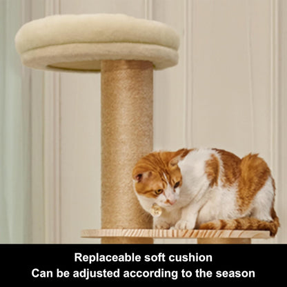 Modern Multi-Level Large Real Solid Wood Cat Tree, Luxury Wooden Cat Tower Cat Condo with Multi-Layer Platform for Indoor Cats