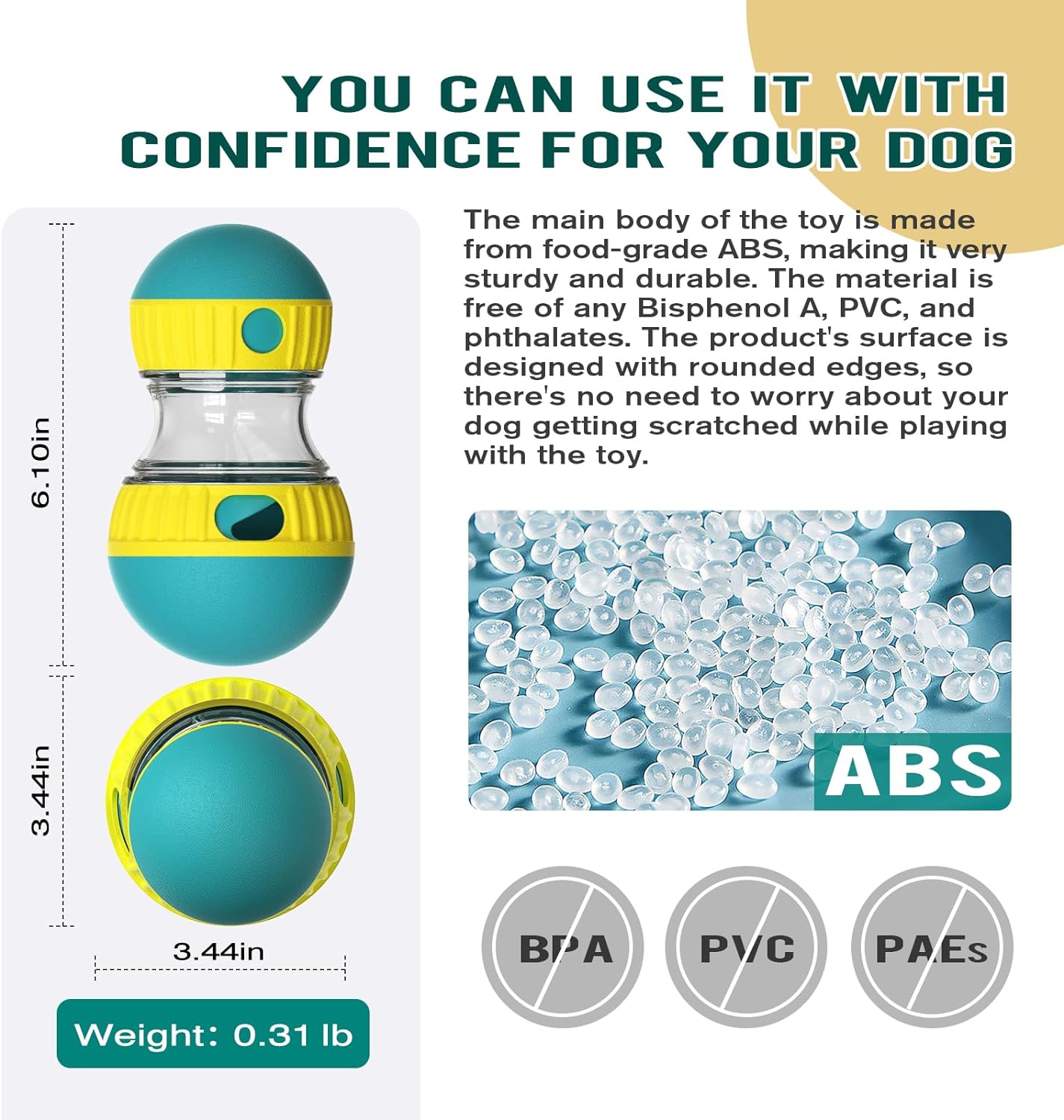 Dog Puzzle Toy Adjustable Treat Dispensing Ball Food Dispenser Tough Slow Feeder Puppy Enrichment Training Toy Pet Interactive Chase Toys for Small Medium Large Dogs to Keep Them Busy, Green