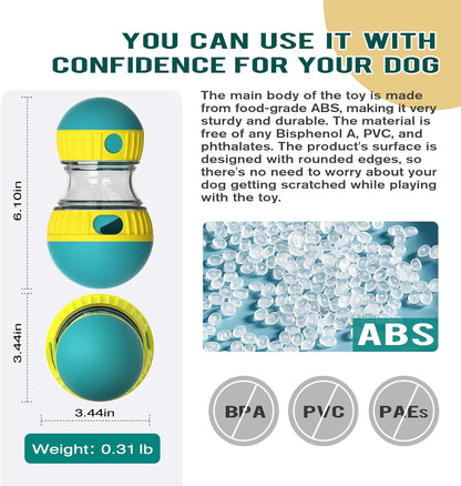 Dog Puzzle Toy Adjustable Treat Dispensing Ball Food Dispenser Tough Slow Feeder Puppy Enrichment Training Toy Pet Interactive Chase Toys for Small Medium Large Dogs to Keep Them Busy, Green