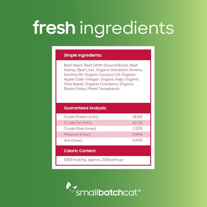 smallbatch Pets Freeze Dried Cat Treats, Raw Dry Cat Food Bites, Beef Recipe, High Protein Food Topper or Training Treats for Cats, Humanely Sourced Meat, Made in The USA, Non GMO, 10 oz Bag