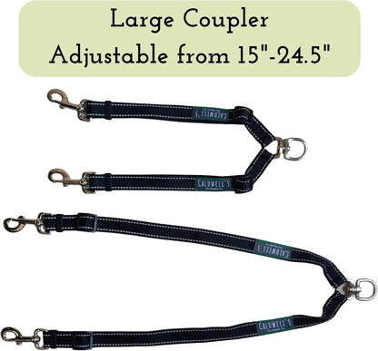 Caldwell's Pet Supply Co. Leash Coupler, Two Dog Leash Splitter to Split Leashes for Walking 2 Dogs, Tangle Free Double Dog Leashes Connector, Adjustable Attachment for Medium or Large Dogs