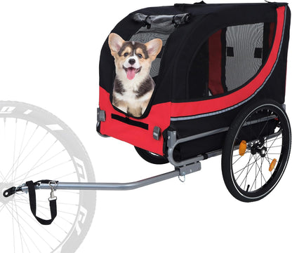Blue-Grey Large Folding Bike Trailer for Dogs – Heavy-Duty Steel Frame, 66LB Capacity Pet Carrier for All-Terrain Cycling, Jogging & Camping Adventures! - Pawvie