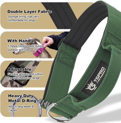 TSPRO Premium Dog Collars Tactical Dog Collar with Handle and Heavy Duty Quick-Release Metal Buckle Durable Thick and Adjustable for Medium to Large Dogs (Vitality Gradient L)