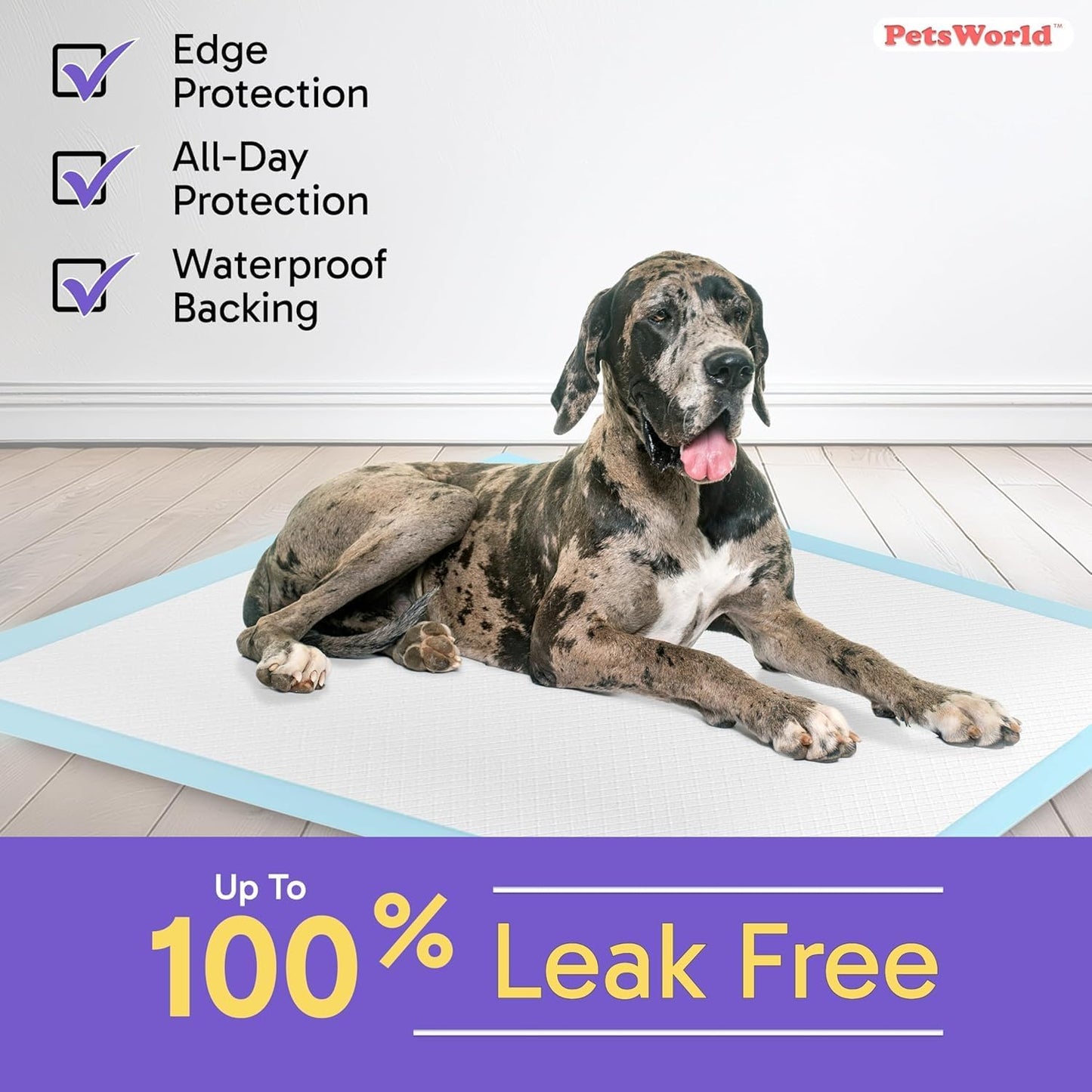 PETSWORLD Giant Dog Potty Pads, Odor-Eliminating, 36" x 36", Ultra Absorbent 5-Layer Leak-Proof Training Pads for Dogs & Cats (36x36, 600 Count)