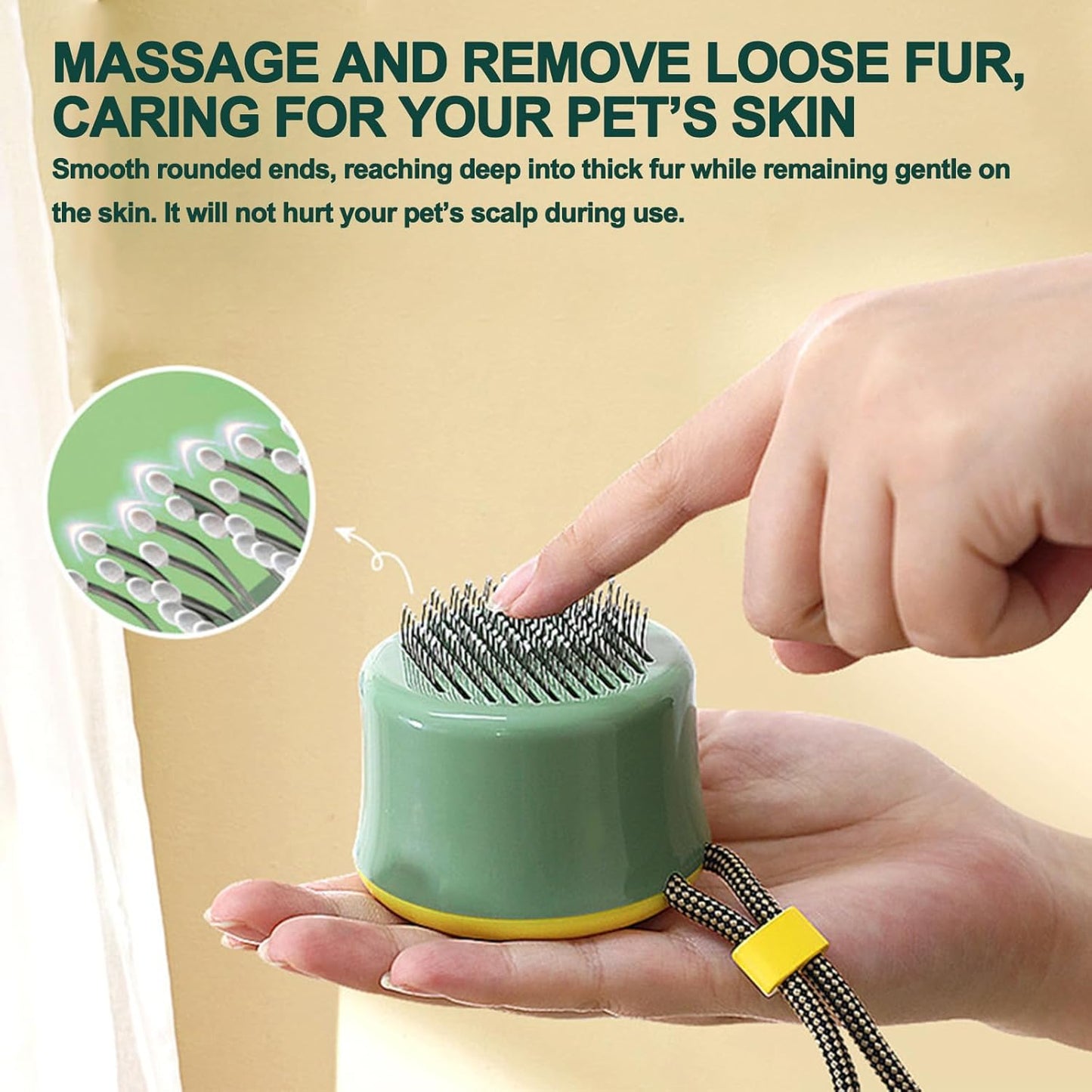 Self Cleaning Retractable Slicker Brush for Puppy and Cats, Grooming Tool with Hanging Rope, Fit for Yorkies, Pomeranians, Maltese, Shih Tzus, Toy Poodles and Maltipoos