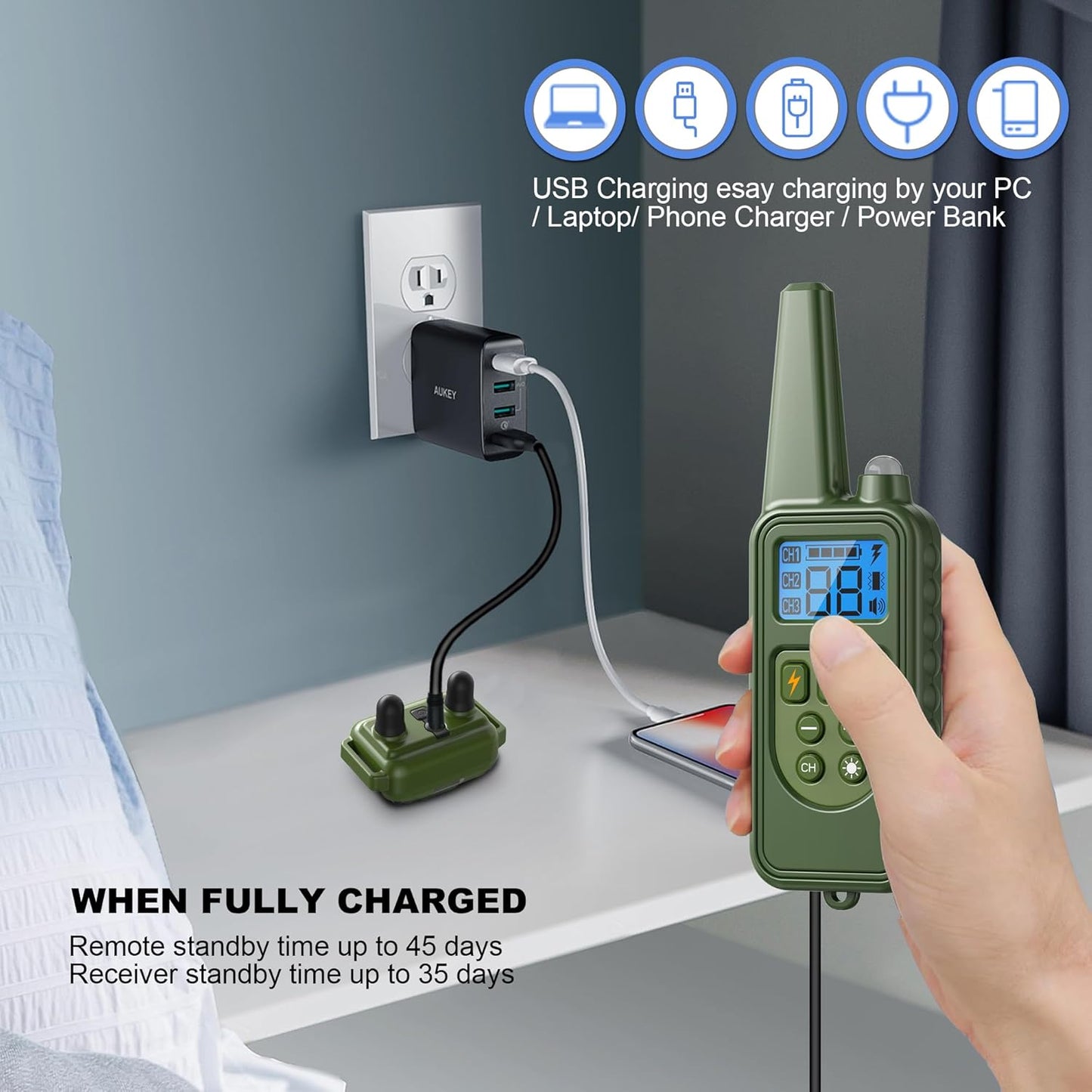 Dog Training Collar with Remote, 2600FT Range, 4 Training Modes Beep, Shake, Safe Shock, LED Light, Rechargeable IPX7 Waterproof for All Breeds Sizes, with Three Receiver Collars for 3 Dogs