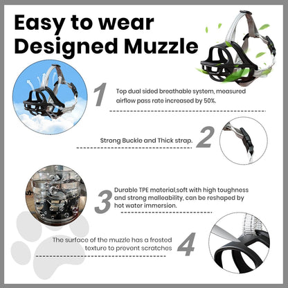 Dog Muzzle, Basket Muzzle for Small Medium Large Dogs, Anti-Biting and Chewing, Lightweight & Sturdy Cage Design, Allows Panting & Drinking, Ideal for Grooming & Training(Black Size S)