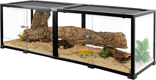 REPTIZOO 84 Gallon Large Reptile Terrarium Extra-Long 60" x 18" x 18" Spliceable Glass Reptile Tank, Double Top Cover Enclosure Habitats - Pawvie