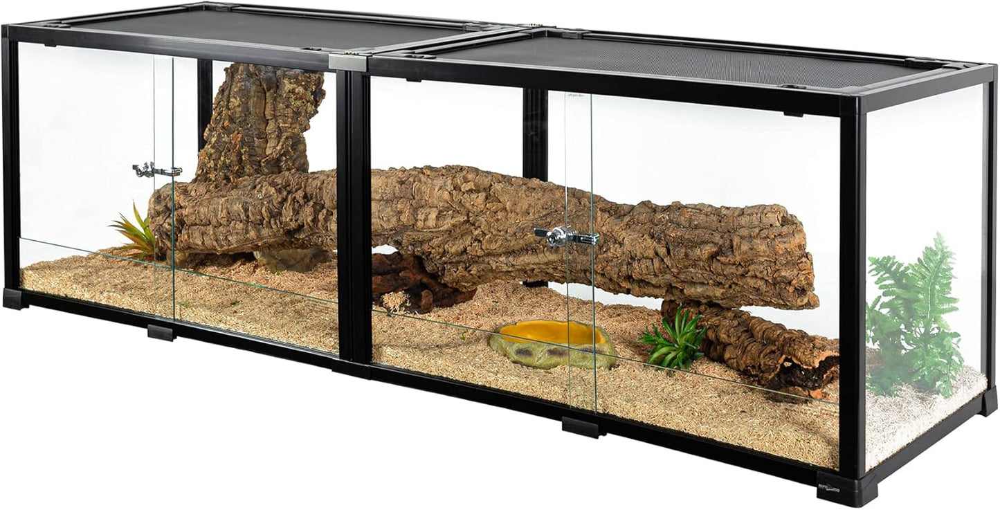 REPTIZOO 84 Gallon Large Reptile Terrarium Extra-Long 60" x 18" x 18" Spliceable Glass Reptile Tank, Double Top Cover Enclosure Habitats - Pawvie