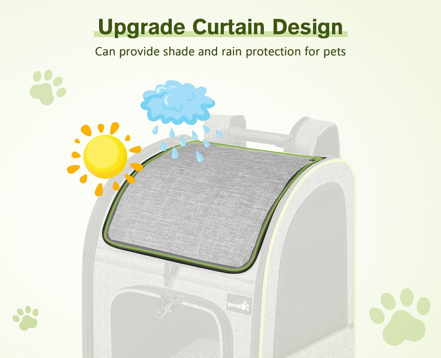 Pecute Pet Carrier Backpack with Shade Cover, Large Cat Carrier Backpack, Expandable Cat Backpack with Breathable Mesh for Medium Large Cats, Small Dogs, Dog Backpack Carrier for Travel Hiking - Pawvie