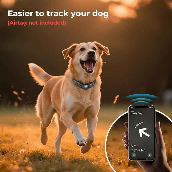 2026 Upgrade Airtag Dog Collar, Reflective Dog Collar with Airtag Holder, IP68 Waterproof| Metal Buckle| Ultra-Durable| Comfortable Padded, GPS Dog Collars for Medium Large Dogs (Black,M)