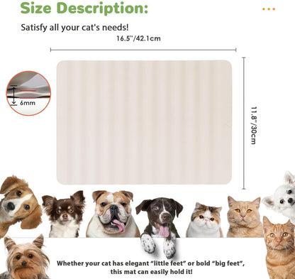Li&Zhao Dog Food Mat - Wave Cat Food Mat Pet Food Mat Dog Bowl Mat Waterproof Pet Mats for Food and Water for Floors Waterproof(Beige)