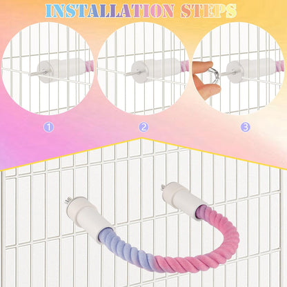 4Pcs Rope Perches for Bird Cages, Bendable Climbing Rope Cage Accessory Toy, Perfect for Parrots Cockatiels & Budgies, BirdToys, Swings & Ladders for Medium Birds