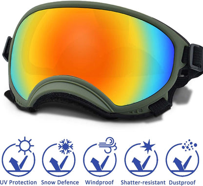 Winproof Adjustable Strap Dog Sunglasses, UV Protection, Suitable for Medium-Large Dogs, Soft Goggles