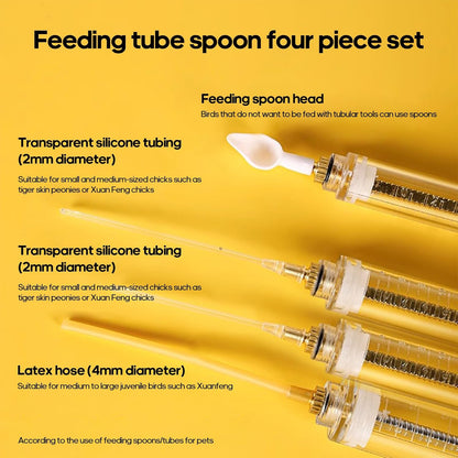 8 Pcs Bird Feeding Syringe Set Feeding Tubes for Baby Birds Parrot Hand Feeding Syringe Pet Syringe Feeding Tube Stainless Steel Metal Feeding Spoon Small Animals (50ml-Set of Eight)