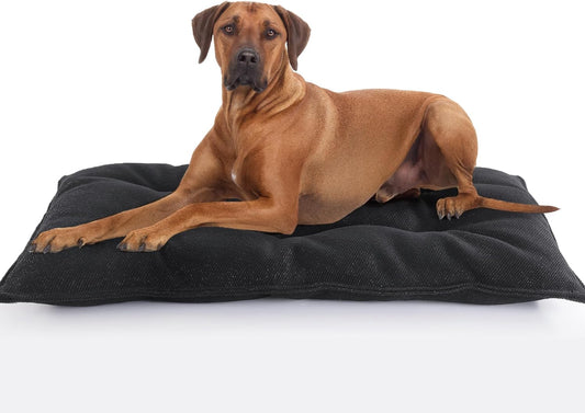 MABOZOO Chew Proof Indestructible Dog Beds for Aggressive Chewers,Durable Dog Crate Pad,Washable Tough Pet Mats for Kennel,Black,M 18x29 in