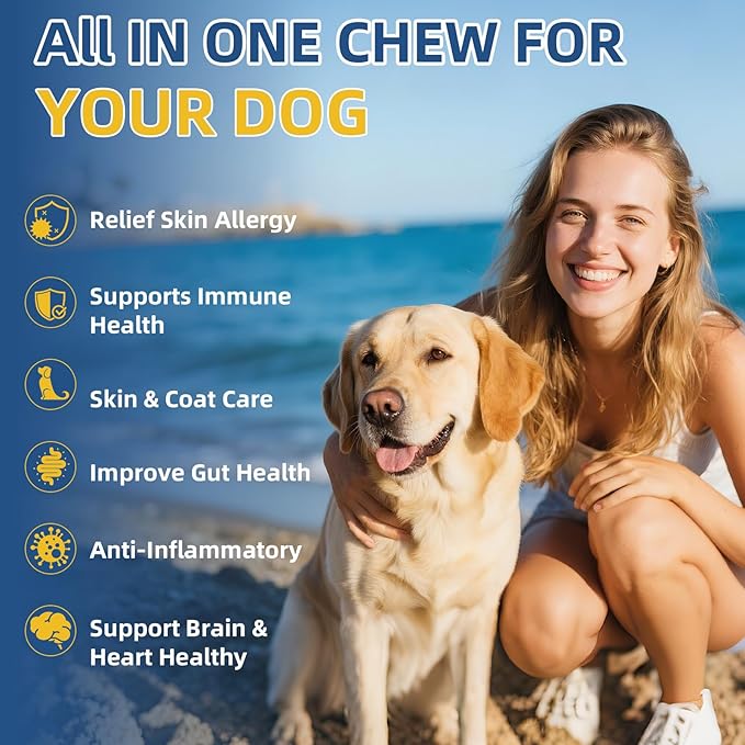 Probiotics for Dogs with Enzymes & Fiber Blend Supports Gut Health, Yeast Balance, Allergies, Itchy Skin, Boost Immune - Natural Probiotic Supplement for Digestive, Diarrhea, Gas, Constipation,120Ct