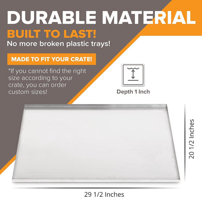 29.5" x 20.5" Metal Replacement Dog Crate Pan Chew Proof Crack Proof Pet Kennel Tray Central Dog Training Crate Pan Pet Supplies, Stainless Steel, 1" H