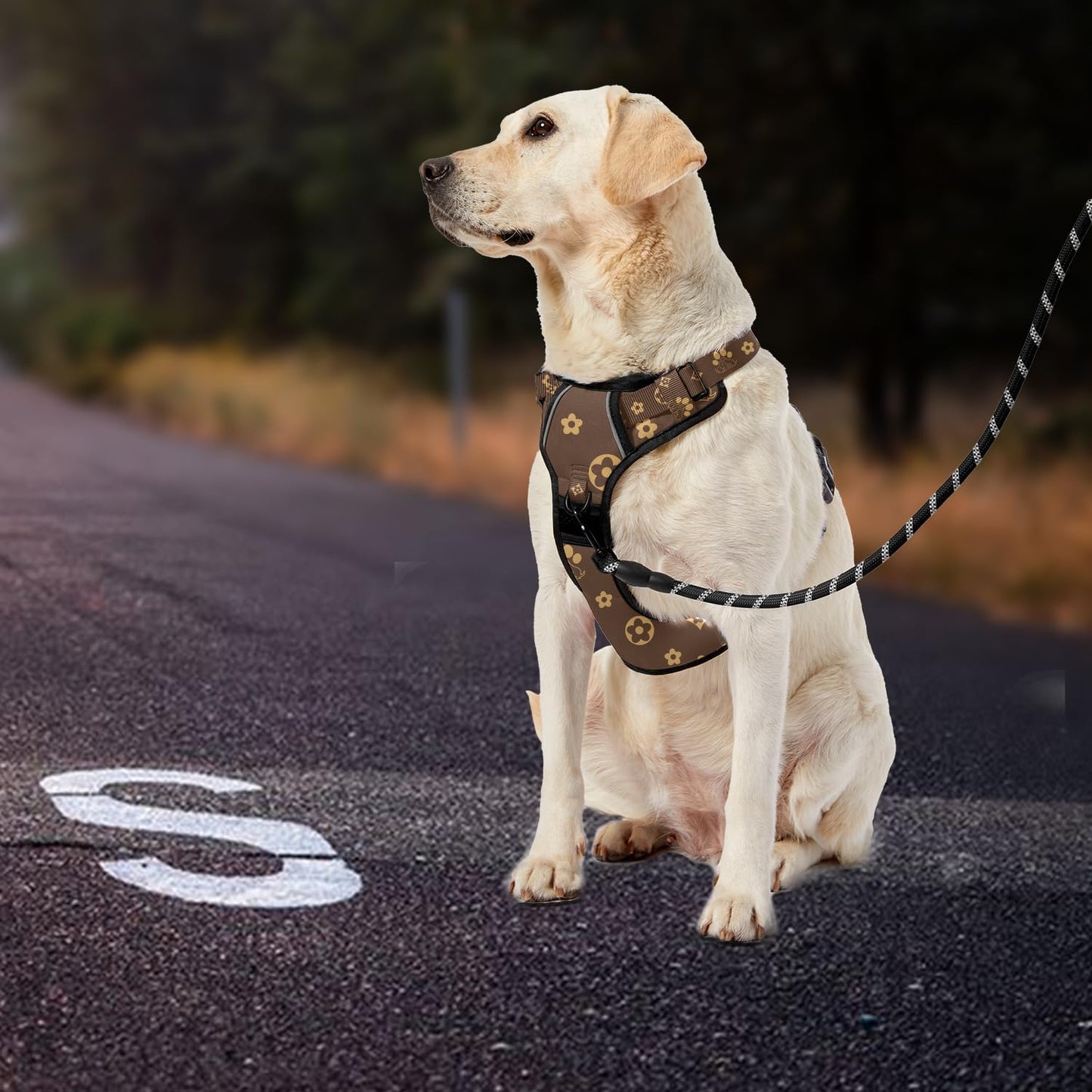 IVY&LANE No Pull Dog Harness with Leash Set, Reflective No Choke Pet Vest,Adjustable Oxford Dog Vest Harness with Easy Control Handle for Small Dogs (Dark Brown,S)