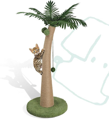 Cat Scratching Post 33 Inch with Hanging Balls, Cat Scratcher for Indoor Kittens, Ultra Stable Base, Paw-Friendly Jute Material, S