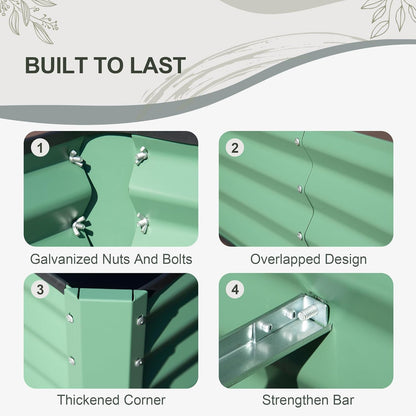 Domi Galvanized Raised Garden Bed, 8x4x1Ft Thickening Metal Planter Box for Vegetables Bottomless for Backyard Outdoor, 1" Deep w/ 228 Gallon Capacity - Green