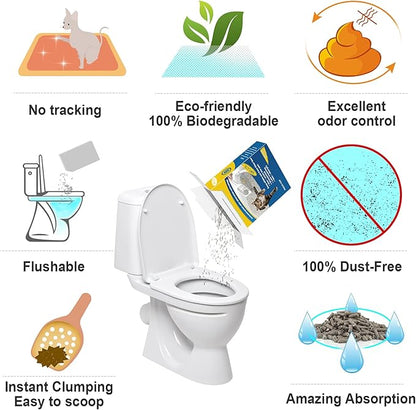 Bolux Flushable Cat Litter, Low Tracking Clumping Tofu Cat Litter,Odor Control Cat Litter Unscented and Zero Dust Natural Formula