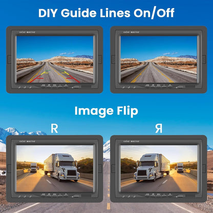 Hikity HD 1080P Backup Camera 7 Inch Monitor Kit Vehicle Night Vision Waterproof Rear View Camera Reverse Monitor for Truck,RVs,Bus, Trailer (9V-36V)