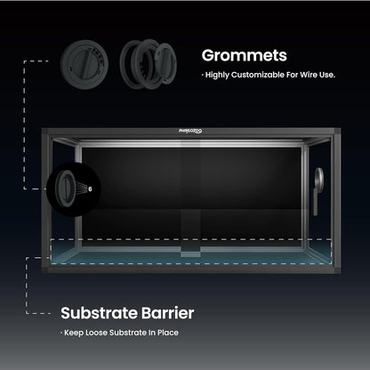 50 Gallon Bearded Dragon Tank, Reptile Enclosure for Easy Maintenance, Front Opening Reptile Tank with Top Screen Ventilation & Glass Sliding Door 36''x18''x18''