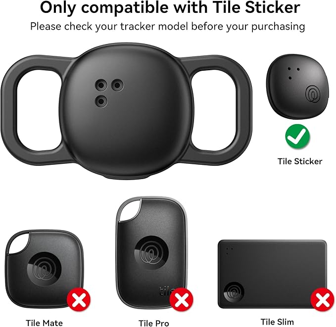DDJ 2-Pack Cat Collar Case for Life360 Tile Sticker (Small Tracker)–NOT Compatible with Tile Mate/Pro–Silicone Protective Holder for Dog/Pet Collar, Ultra Durable, Easy Installation, Lightweight,Black