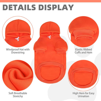 KOOLTAIL Fall Dog Hoodie - Soft & Warm Dog Thanksgiving Sweater with Leash Hole and Pocket, Pet Winter Coat, Cold Weather Clothes Sweatshirt for Small Medium Large Dogs Puppy Cat Boys Girls, Orange XS