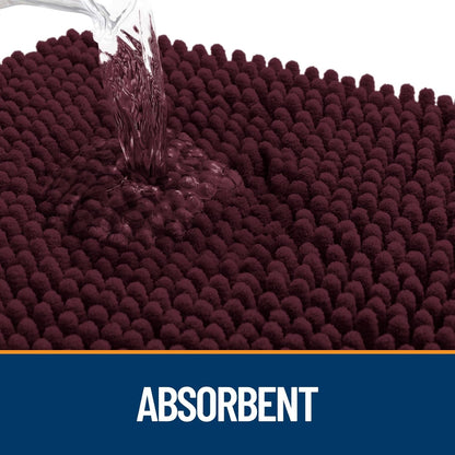 OLANLY Dog Door Mat for Muddy Paws 30x20, Absorbs Moisture and Dirt, Absorbent Non-Slip Washable Doormat, Quick Dry Chenille Mud Mat for Dogs, Entry Indoor Entryway Carpet for Inside Floor, Russet