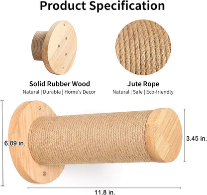 FUKUMARU Cat Wall Furniture, 11.8 Inch Cats Steps for Drywall, Kitten Stairs for Wall Mounted with Jute Scratching Kittens Shelf, 2 of Pack