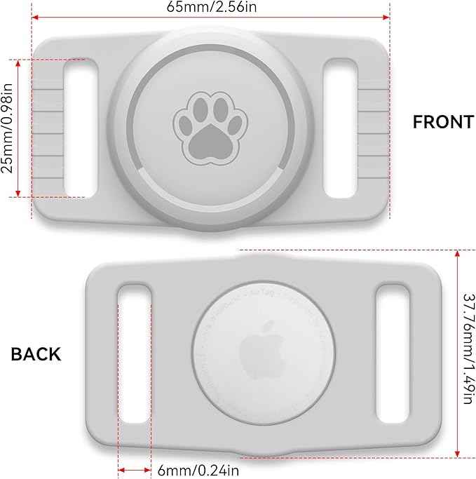 for Airtag Dog Collar Holder 2 Pack,Waterproof Dog Collar Holder for Apple AirTag(Gen 1 & 2),Silicone Air Tags Case for Dog Collars(Light Gray)