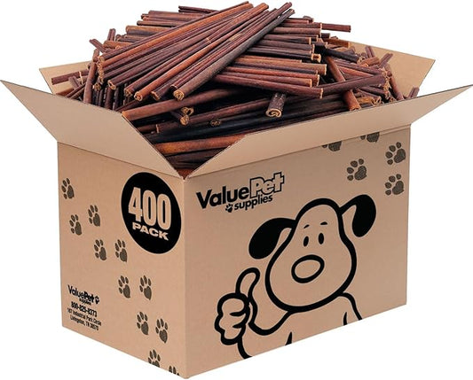 ValueBull Collagen Sticks for Small Dogs, 12 Inch Thin Chews, Natural Dog Treats, 400 Count Wholesale Pack - Supports Joints, Skin & Coat with Chondroitin & Glucosamine