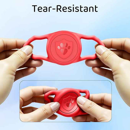for Airtag Dog Collar Holder – IP68 Waterproof Dog Air Tag Holder for Dog Collar, Anti-Lost & Durable Silicone Case, Compatible with Apple AirTags (Red)