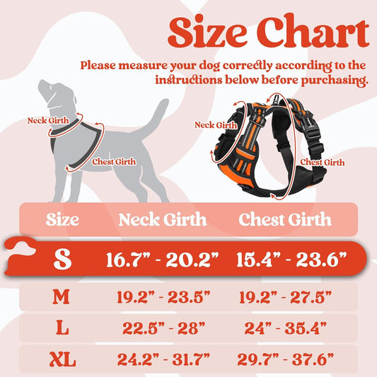 rabbitgoo Dog Harness Small Sized, No Pull Pet Harness with 3 Buckles, Adjustable Soft Padded Vest with Control Handle, Walking Reflective Pet Vest for Small Dogs, Orange, S
