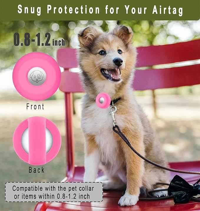 for Airtag Holder for Dog Collar, Cibaabo Silicone Air Tag Case Cover Compatible with Apple Airtags for 0.8-1.2inch Cat Pet Collar Harness Loop
