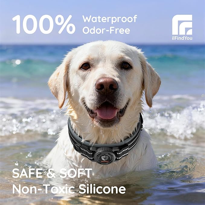 Upgraded AirTag Dog Collar with Holder, Waterproof Reflective Air Tag Dog Collar with Widened Comfortable Padding & Ultra-Durable Metal Buckle, Adjustable for Medium (Black, Small)