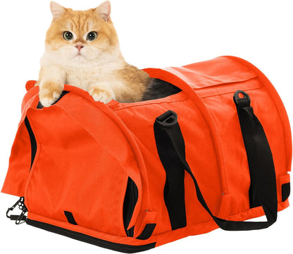 SturdiBag Pro 2.0 Pet Travel Carrier for Cats and Dogs | Soft Sided Pet Carrier Bag with Safety Clips and Seatbelt Straps for Car Travel | XL, Orange - Pawvie