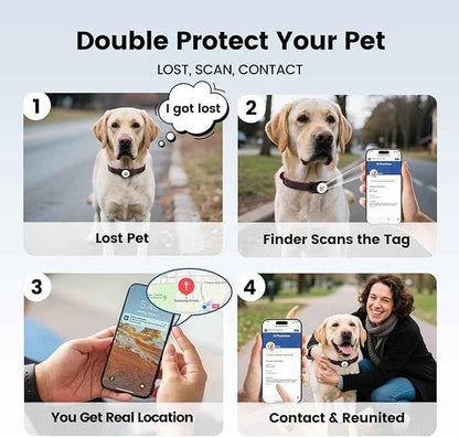 for AirTag Dog Collar Holder, Smart QR Code Holder for Cats and Dogs, for AirTag Protective Cases - Scan Alert, Instant Location, Pet Online Profile, Contacts Info (1 Pack, Black)