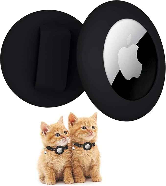 AirTag Holder for Cat Collar, Compatible with Apple Airtag GPS Tracker for Cats Replacement Parts (2 Pack Black) AirTag not Included.