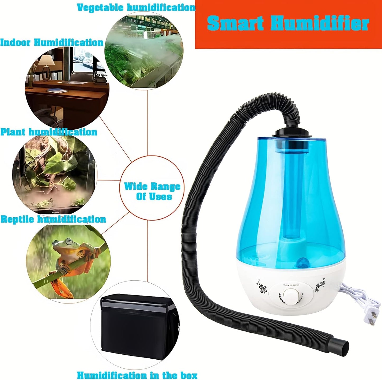Reptile Fogger, Reptile Humidifiers, Misting System for Reptiles for Tortoise Habitat Chameleon Snake Amphibians(3L) White