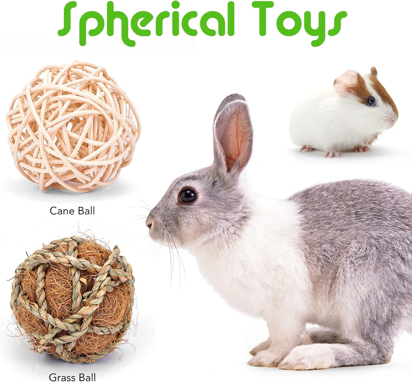 VESPRO Bunny Teys for Rabbits Hamster/Guinea Pig Toys Natural Timothy Hay Sticks chew Treats and Balls for Rabbit, Bunny, chinehila, Guirea Pig, Hamster, Bunny Teeth Care